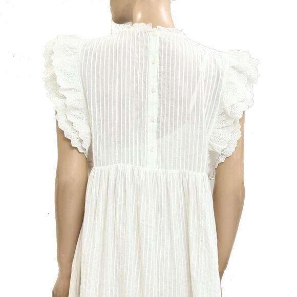 The Great. Trellis Midi Dress Eyelet Embroidered Ruffle Lace White S 1 279877 - Picture 7 of 10